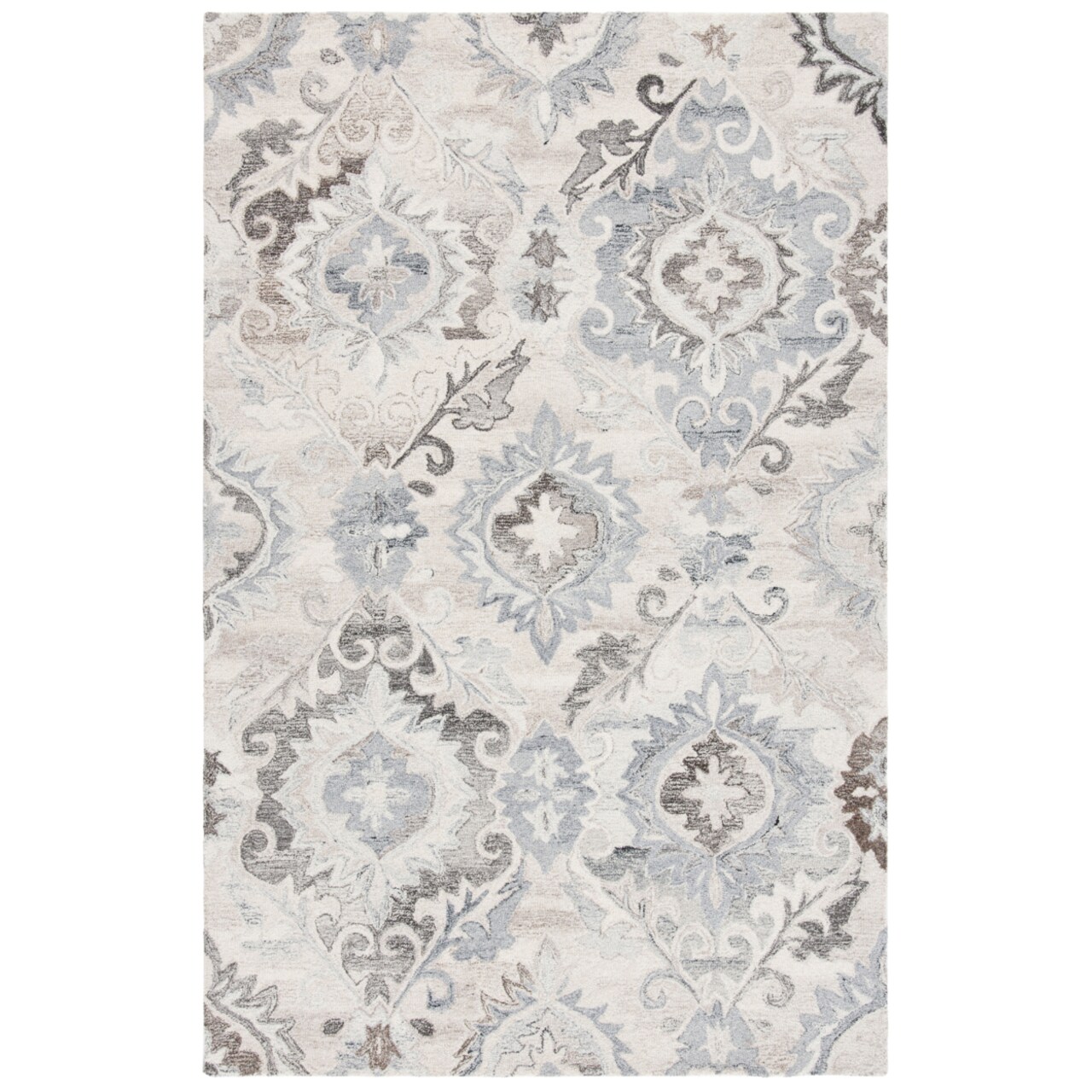 Safavieh Suzani Szn336A Handmade Ivory / Grey Rug Transitional Floral Pattern
